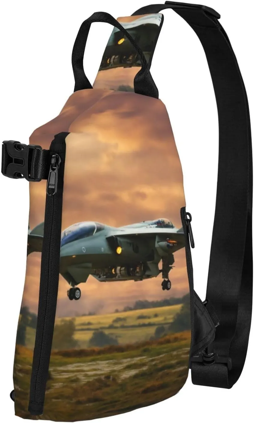 WURTON Aircraft Fighter Jets Print Crossbody Backpack Cross Pack Lightweight Sling Bag Travel, Hiking