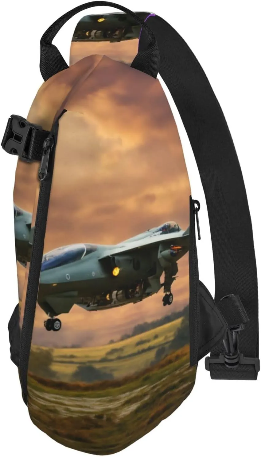 WURTON Aircraft Fighter Jets Print Crossbody Backpack Cross Pack Lightweight Sling Bag Travel, Hiking
