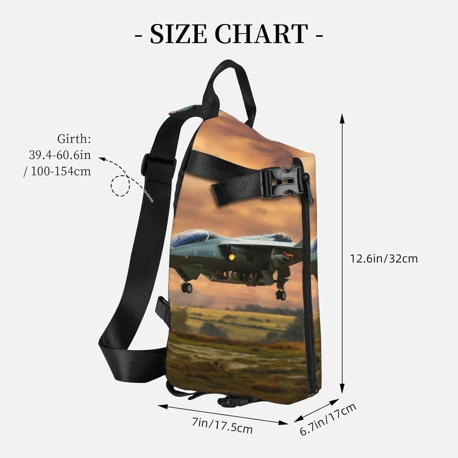 WURTON Aircraft Fighter Jets Print Crossbody Backpack Cross Pack Lightweight Sling Bag Travel, Hiking