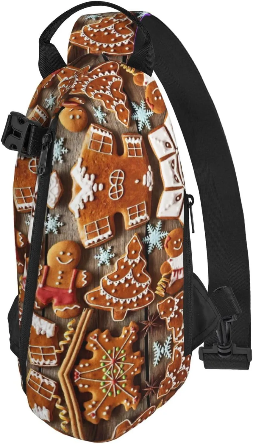 WURTON Gingerbread Cookies Print Crossbody Backpack Cross Pack Lightweight Sling Bag Travel, Hiking