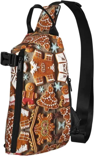 WURTON Gingerbread Cookies Print Crossbody Backpack Cross Pack Lightweight Sling Bag Travel, Hiking