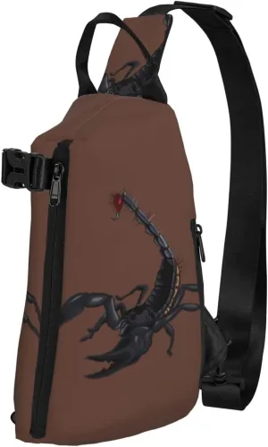 WURTON Scorpion Print Crossbody Backpack Cross Pack Lightweight Sling Bag Travel, Hiking