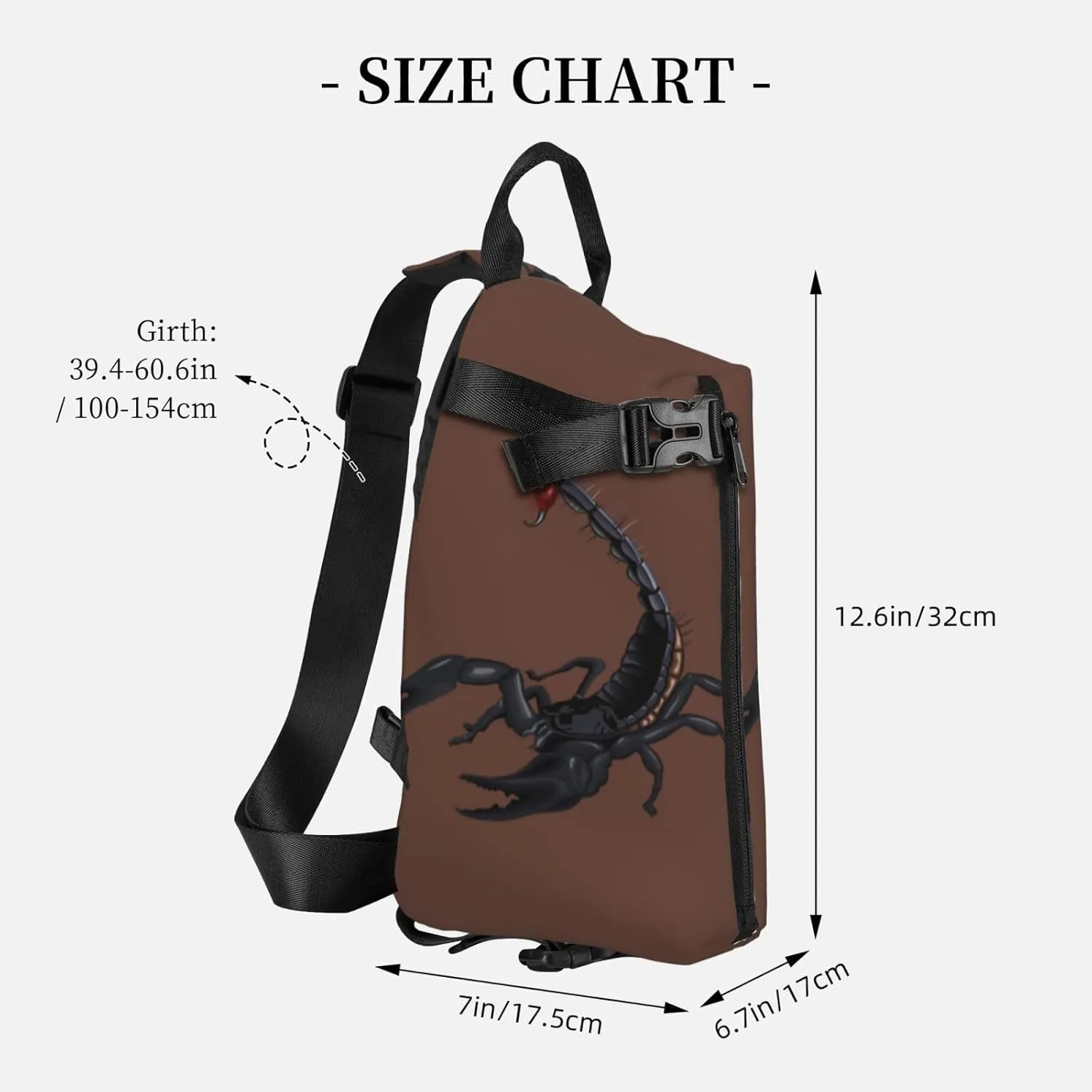 WURTON Scorpion Print Crossbody Backpack Cross Pack Lightweight Sling Bag Travel, Hiking