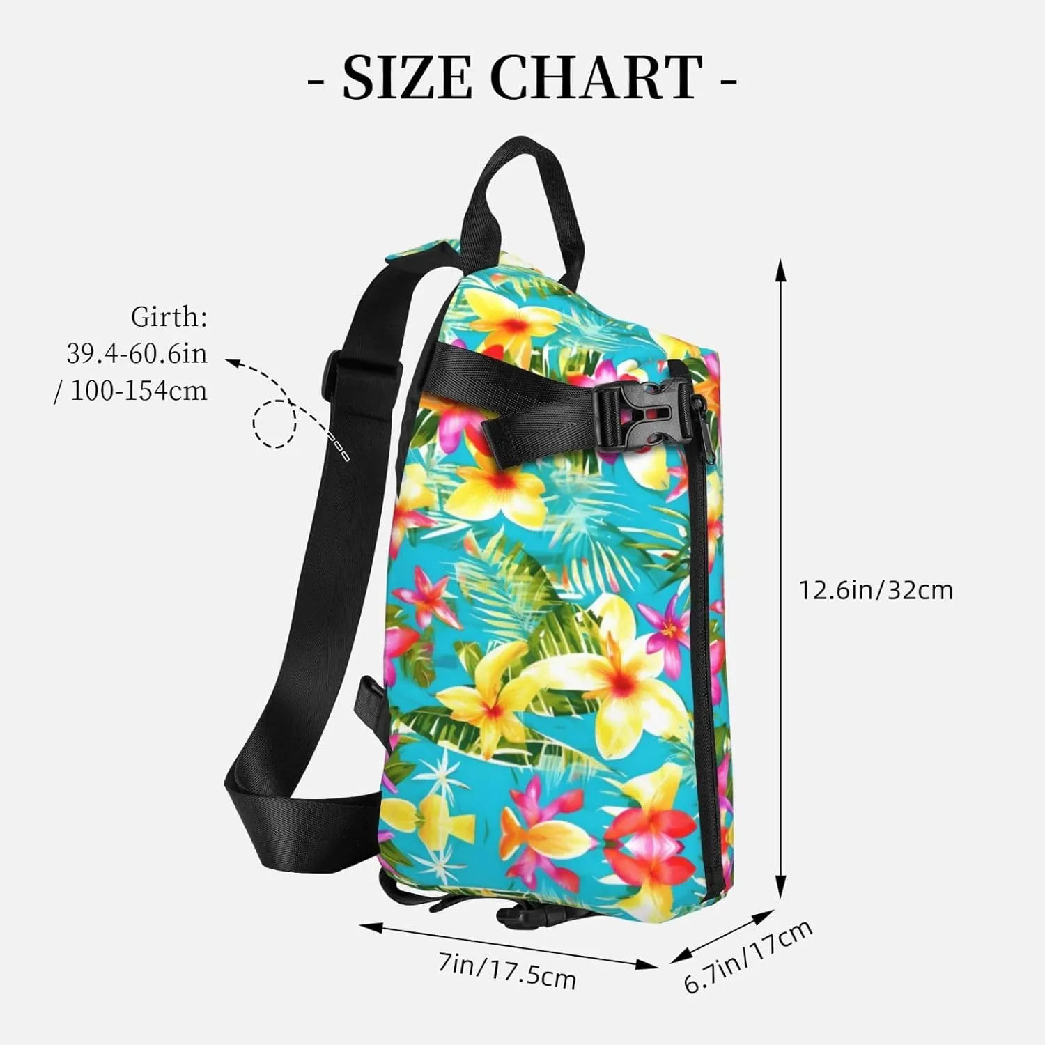 WURTON Summer Style Hawaiian Print Crossbody Backpack Cross Pack Lightweight Sling Bag Travel, Hiking