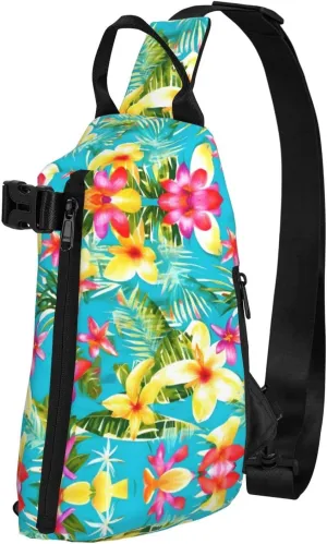 WURTON Summer Style Hawaiian Print Crossbody Backpack Cross Pack Lightweight Sling Bag Travel, Hiking