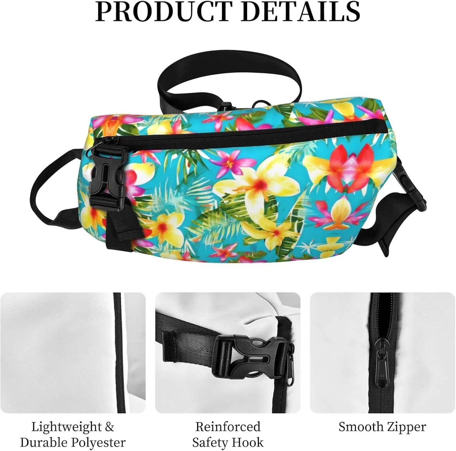 WURTON Summer Style Hawaiian Print Crossbody Backpack Cross Pack Lightweight Sling Bag Travel, Hiking