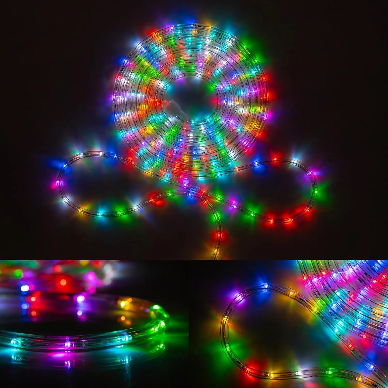 WYZworks 25ft 288LEDs, 10 Color Changing Outside Rope Light 12-Modes w/Remote Controller, Outdoor ETL Certified Weatherproof Permanent 360 Degree Flexible Bend & Light Emitting Accent Lighting