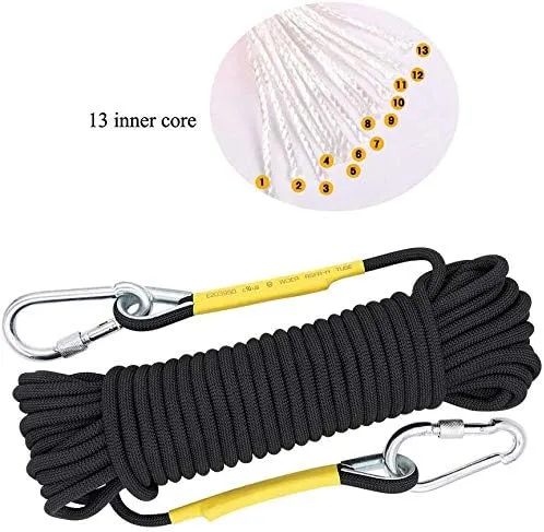 X XBEN Outdoor Climbing Rope 10M(32ft) 20M(64ft) 30M(96ft) 50M(160ft) 70M(230ft) 152M(500FT) 352M(1000FT) Static Rock Climbing Rope for Escape Rope Ice Climbing Equipment Fire Rescue Parachute
