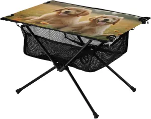 xigua Cute Dogs Folding Camping Table,Portable Camp Table with Carry Bag Beach Table Folding Table for Picnic, Camp,Party,Travel127