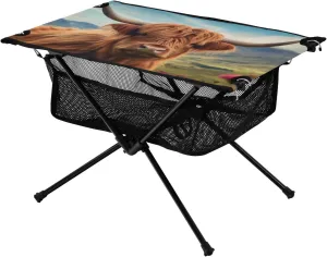 xigua Highland Cow Folding Camping Table,Portable Camp Table with Carry Bag Beach Table Folding Table for Picnic, Camp,Party,Travel141