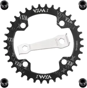 YBEKI 104BCD Chainring - CNC 7075-T6 Aluminum Narrow-Wide Round Chainwheel for MTB/Road Bikes (32-52T) | Compatible with Shimano/SRAM 8-11 Speed | Ultra-Light | Anti-Drop Design (Black/Red)
