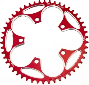 YBEKI 110BCD Chainring - CNC Machined 7075-T6 Aluminum Narrow-Wide Chainwheel for Road Bikes (36-58T Options) | 8-12 Speed Compatible | Ultra-Lightweight | Anti-Drop Design ﻿ (Black/Red)