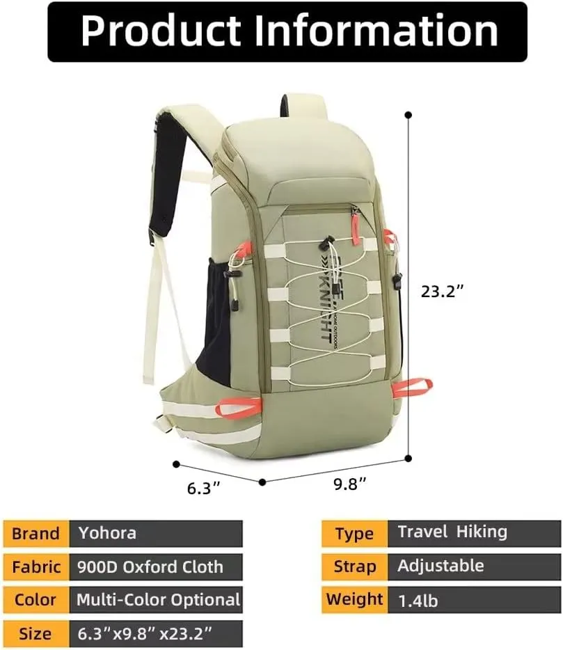 Yohora Men's Backpack Waterproof Assault Pack with Rain Cover 40L Hiking Daypack Lightweight Molle Bag Large Camping Rucksack