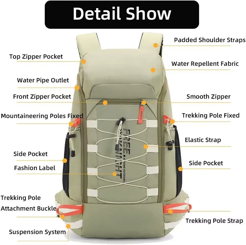 Yohora Men's Backpack Waterproof Assault Pack with Rain Cover 40L Hiking Daypack Lightweight Molle Bag Large Camping Rucksack