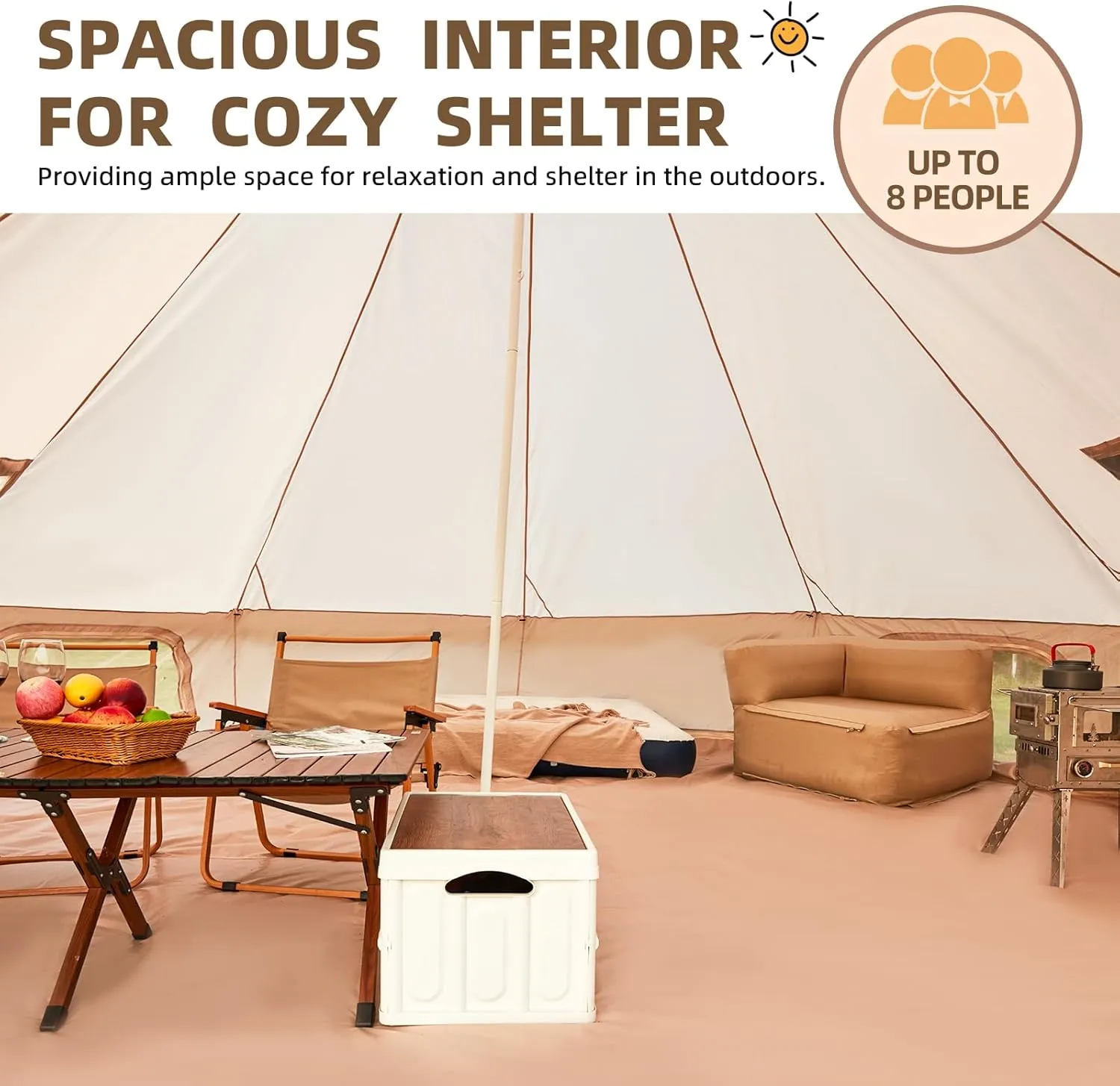 YOLENY Bell Ten 4/6/8/10 Person 4 Season, Yurt Tent Waterproof Glamping Tents w/Stove Jack for Family Camping Outdoor Party, Glamping Tents for Camping - 9.8/13.1/16.4FT