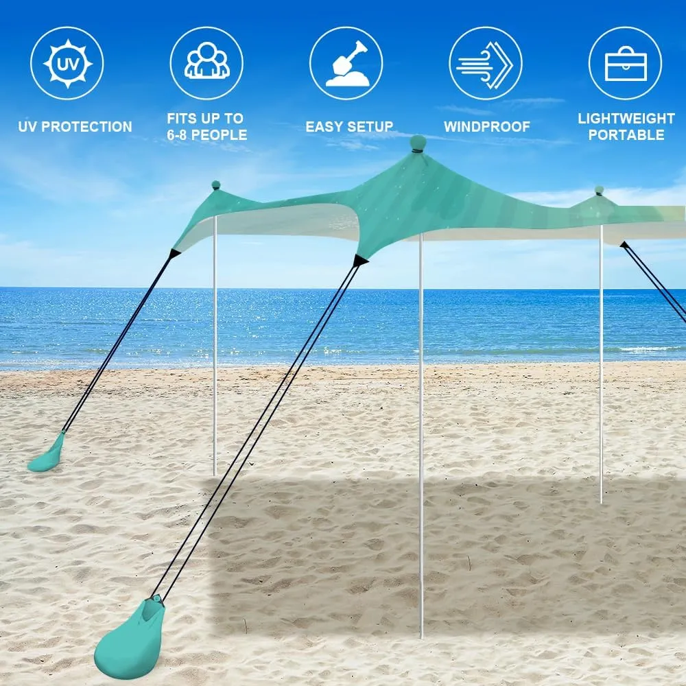 YUKIHOME Beach Tent Sun Shade Canopy Tent, UPF 50  Camping Beach Sun Shelter 10 x 10ft 4 Pole, Lightweight, Easy Set Up and Carry