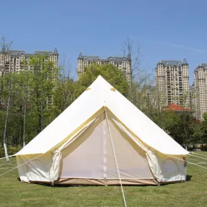 Yurt Tents Tent Bell Oxford Cloth Pyramid Tent 4 Seasons Camping Tent Family Teepee with Stove Hole for Outdoor Hunting Glamping