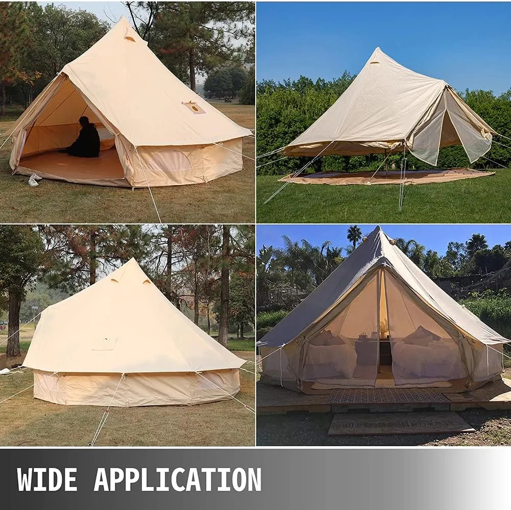 Yurt Tents Tent Bell Oxford Cloth Pyramid Tent 4 Seasons Camping Tent Family Teepee with Stove Hole for Outdoor Hunting Glamping