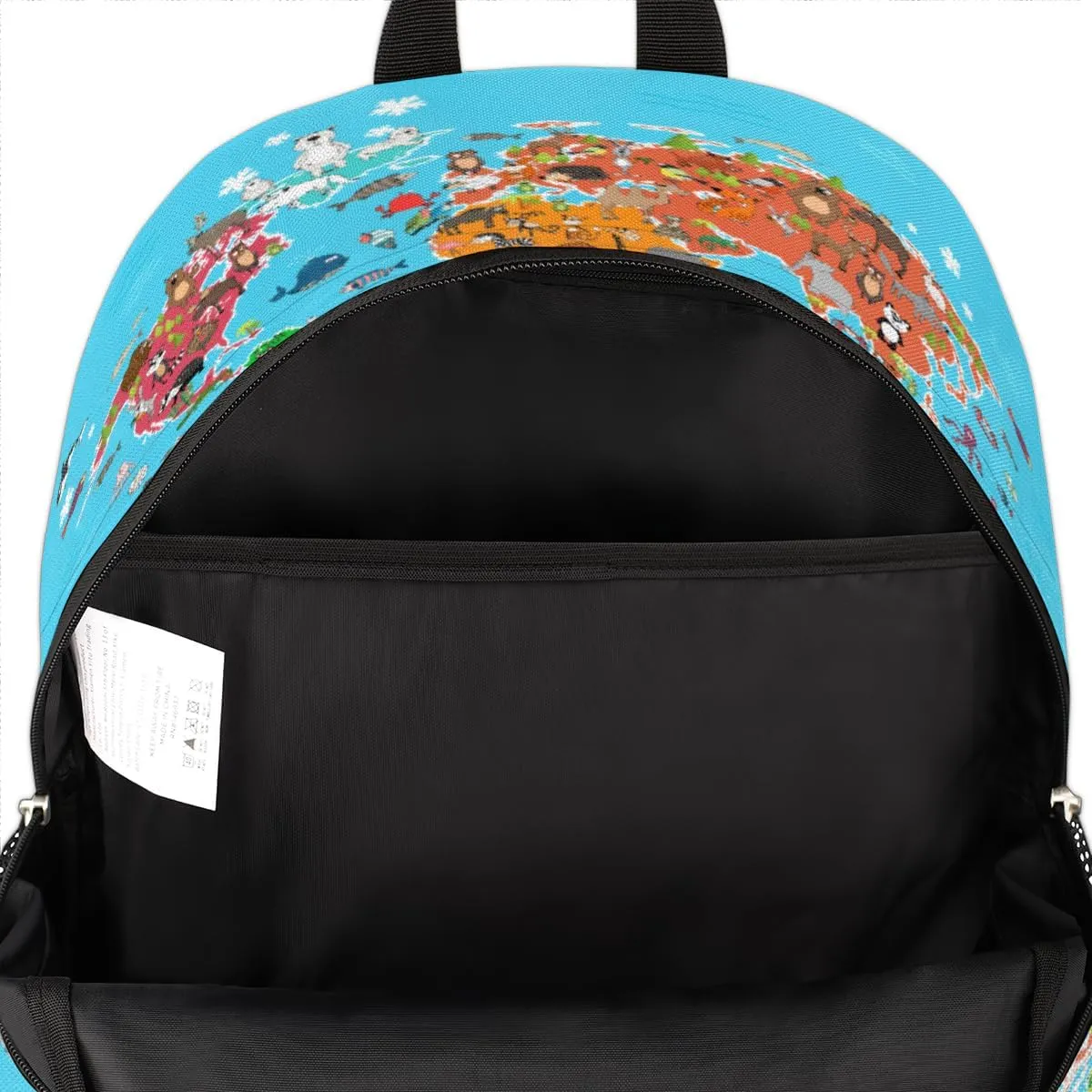 Yzrwebo Animals World Map Backpack for Women Men Ocean Map Lightweight Backpack with Multiple Pockets Laptop iPad Tablet Travel Sports Bag Casual Daypack Backpack Adjustable Shoulder Straps