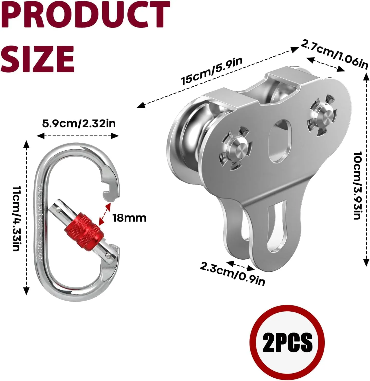 Zipline Pulley, 304 Stainless Steel Tandem Speed Double Pulley for 1/4 5/16 3/8 Cable Backyard Zipline, Hauling, Rigging and Commercial Purposes