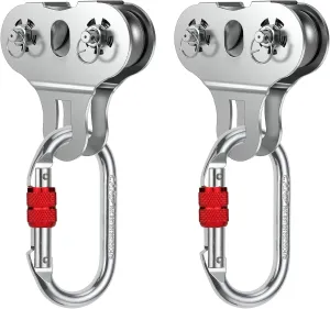 Zipline Pulley, 304 Stainless Steel Tandem Speed Double Pulley for 1/4 5/16 3/8 Cable Backyard Zipline, Hauling, Rigging and Commercial Purposes